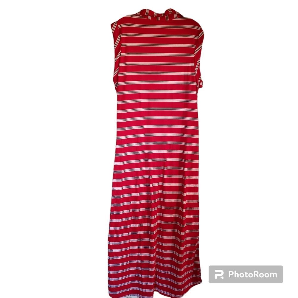 Love‎ Brand Women's Striped Red Black & White Pencil Pocket Maxi Dress Large L - Picture 2 of 5
